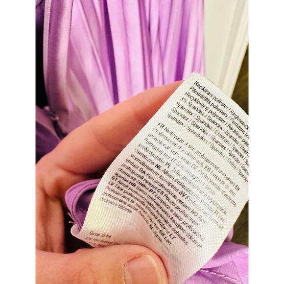 AMUR Purple Satin Sweetheart Neckline A-Line Stef Pleated Gown Dress Size 14 - Picture 16 of 16